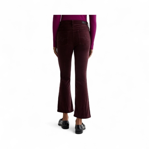 AG Adriano Goldschmied Jodi Velvet Crop High Rise Slim Fare in Burgundy NWOT 27 - Picture 2 of 15